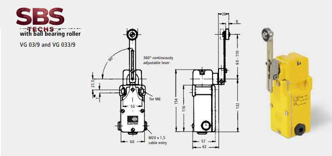 Bản vẽ Công tắc hành trình Kiepe VG 03/9 và VG 033/9 
